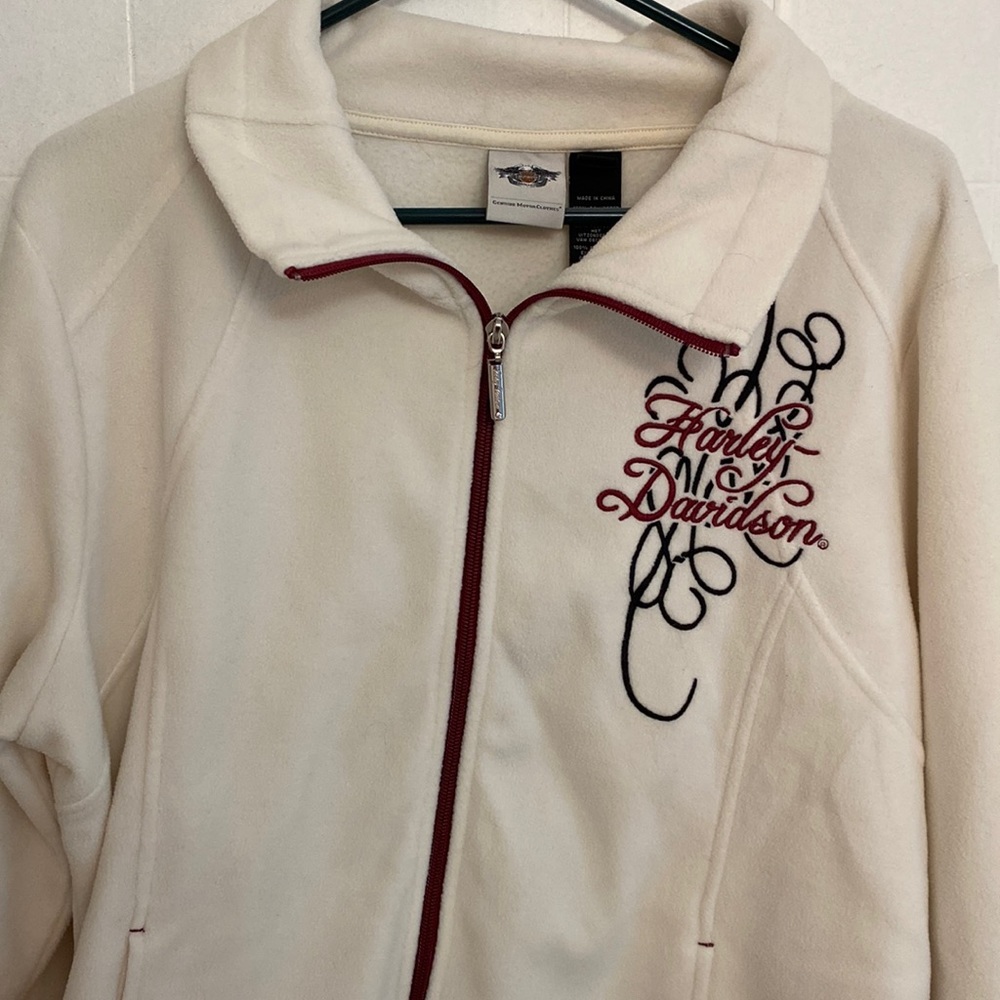 Women’s cream colored Harley Davidson zip up jacket size 2 XL